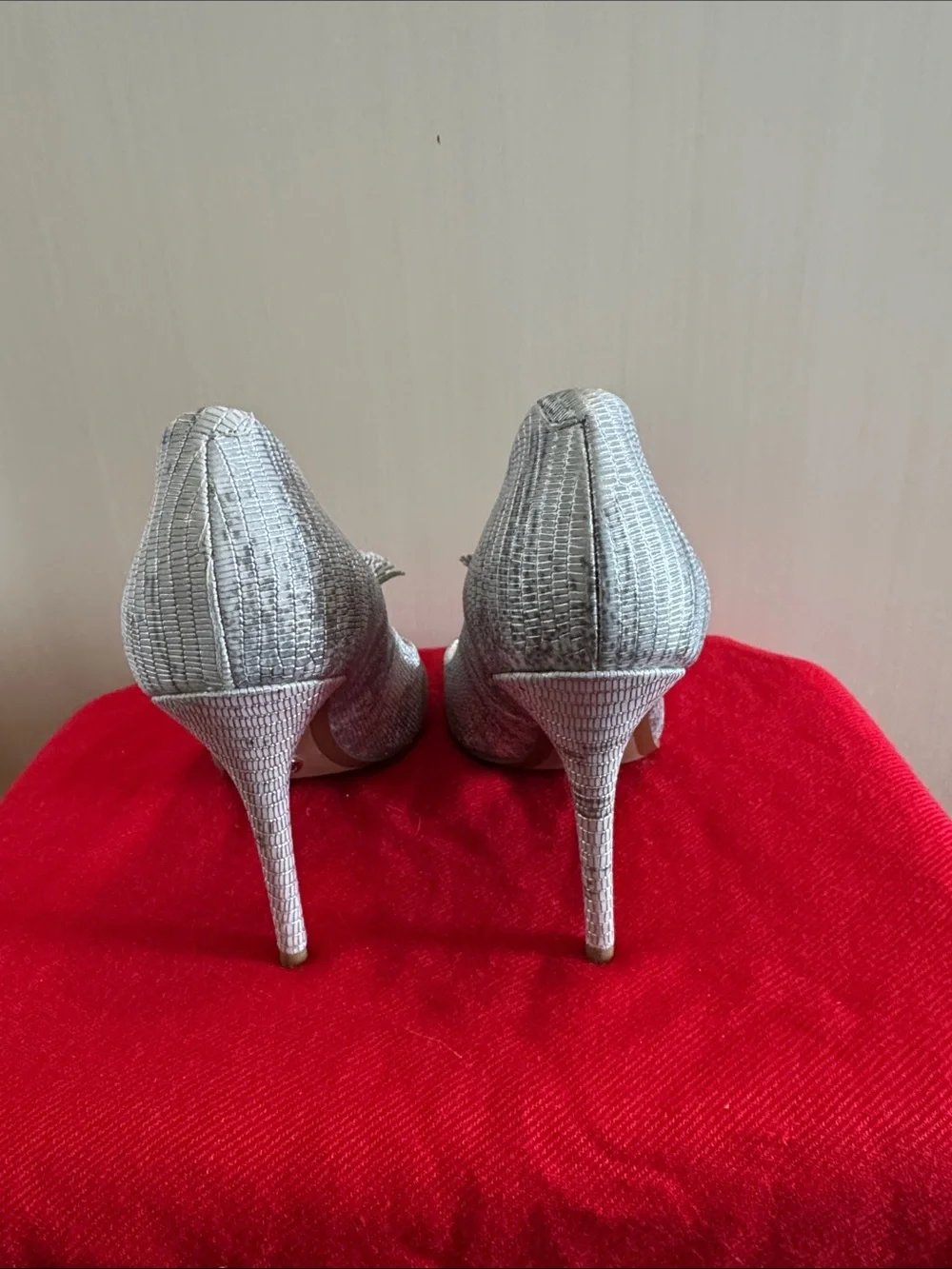 Michael Kors Silver Pointed Toe Pom-Pom Heels